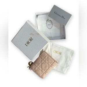 Christian Dior Lady Leather Canage Trifold Wallet